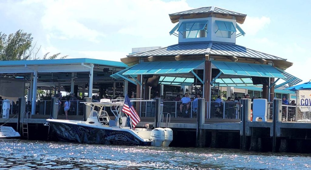 Marina-side of The Cove Restaurant + Tiki Bar, in Deerfield Beach FL.