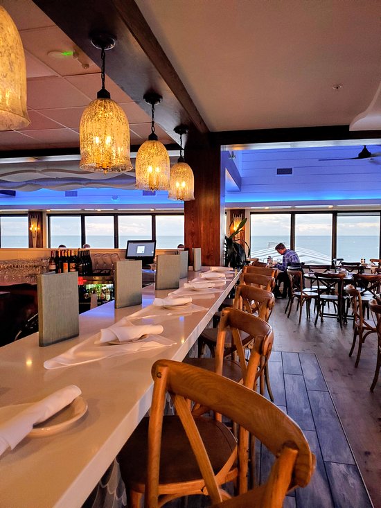 Oceanic at the Crystal Pier, Wrightsville Beach, NC, view of the ocean from the second level bar inside the restaurant.